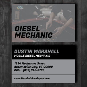 Carte de visite grise pour mécanicien diesel mobil