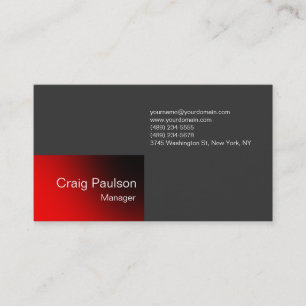 Carte de visite grise rouge tendance contemporaine