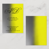 Carte de visite grise verticale monogramme jaune (Devant / Derrière)