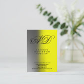 Carte de visite grise verticale monogramme jaune (Debout devant)