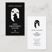 Carte De Visite Groomer à chien noir et blanc minimal (Devant / Derrière)
