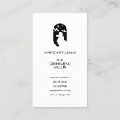 Carte De Visite Groomer à chien noir et blanc minimal (Dos)