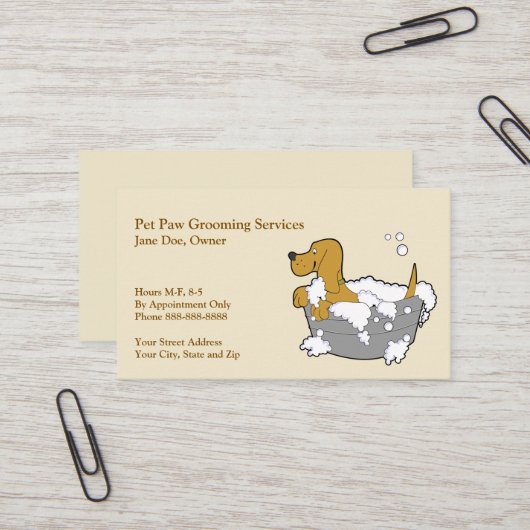 Carte de visite Groomer animal (Devant/Arrière en situation)