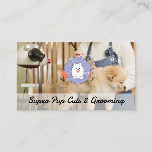 Carte De Visite Groomer Brushing Dog | Animal Services (Devant)