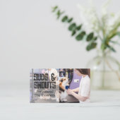 Carte De Visite Groomer Brushing Dog Fur (Debout devant)