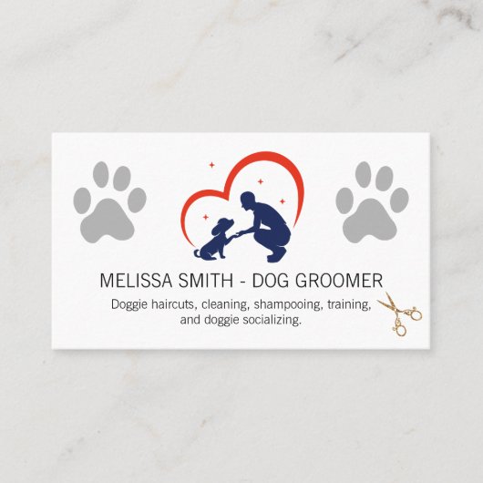 Carte De Visite Groomer Care Logo | Dog Paw (Devant)