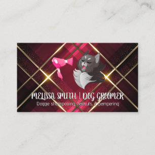 Carte De Visite Groomer   Chat mignon   Sèche-souffle