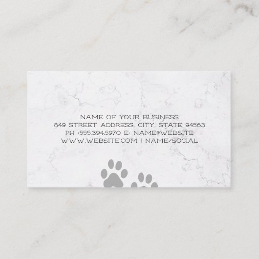 Carte De Visite Groomer | Cute Pomeranian | Découpe en métal or (Dos)