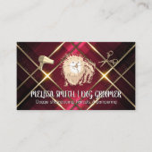 Carte De Visite Groomer | Cute Pomeranian | Découpe en métal or (Devant)