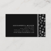 Carte De Visite Groomer | Empreintes de pattes d'animaux noirs bla (Dos)