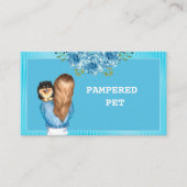 Carte De Visite Groomer Floral Bleu Avec Pommeau (Devant)