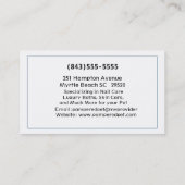 Carte De Visite Groomer pour animaux de compagnie français Bullog/ (Dos)