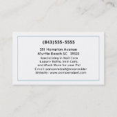 Carte De Visite Groomer pour animaux de compagnie sibériens Husky/ (Dos)