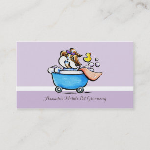 Carte De Visite Groomer pour animaux mobiles Shih Tzu Purple