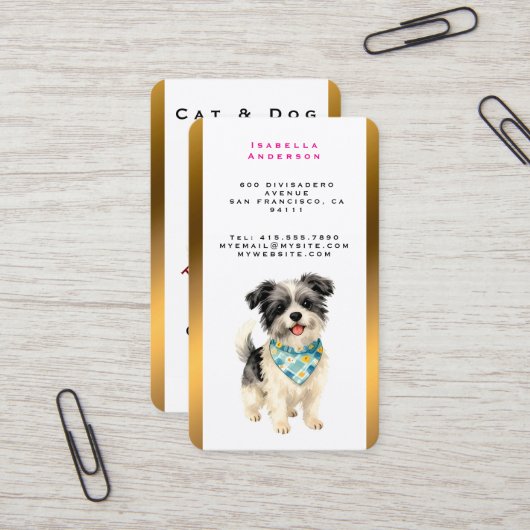 Carte De Visite Grooming Dog Personalized Luxury Trendy Collection (Devant/Arrière en situation)