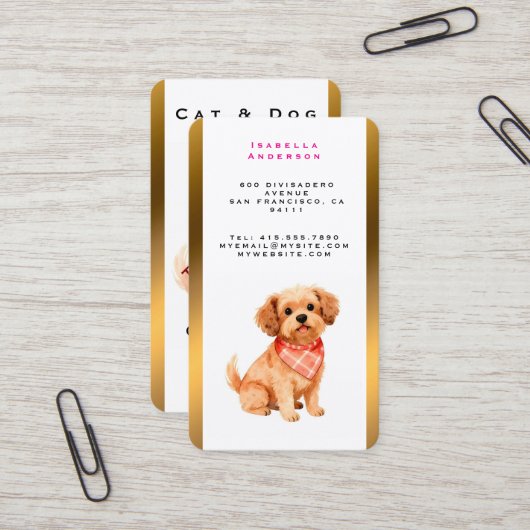 Carte De Visite Grooming Pet Personalized Luxury Modern Collection (Devant/Arrière en situation)