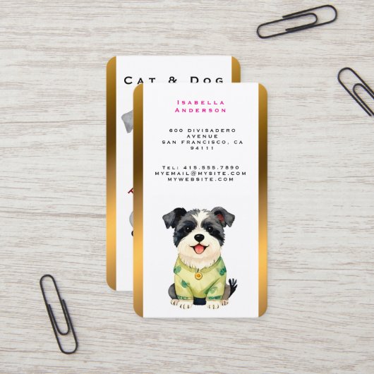 Carte De Visite Grooming Pet Personalized Luxury Trendy Collection (Devant/Arrière en situation)
