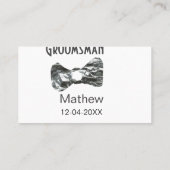 Carte De Visite Groomsman ajouter nom date année col gris arc text (Dos)