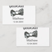 Carte De Visite Groomsman ajouter nom date année col gris arc text (Devant / Derrière)