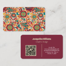 Groovy Psychedelic 60s 70s Floral Business Card