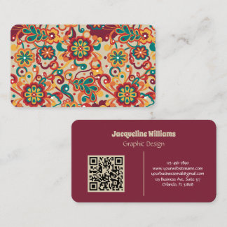 Carte De Visite Groovy Psychedelic 60s 70s Floral Business Card