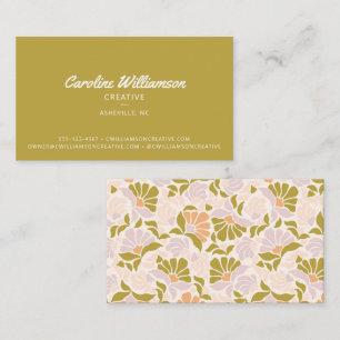 Carte De Visite Groovy Rétro Boho Vert Pastel Botanique Tendance