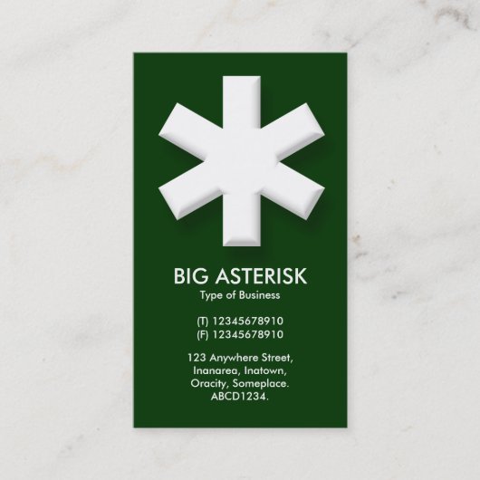 Carte De Visite Gros Astérisque - Vert foncé (003300) (Devant)