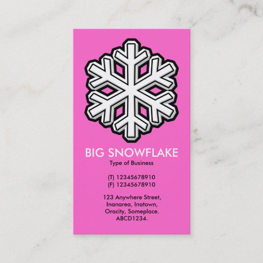 Carte De Visite Gros Flocon de neige - Rose (FF66CC) (Devant)