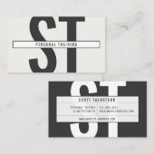 Carte De Visite Gros Initiales Monogramme en gris et noir (Devant / Derrière)