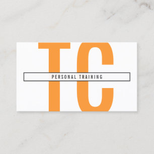 Carte De Visite Gros Initiales Monogramme en orange et blanc