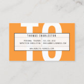 Carte De Visite Gros Initiales Monogramme en orange et blanc (Dos)