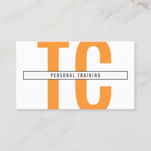 Carte De Visite Gros Initiales Monogramme en orange et blanc (Devant)