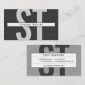 Carte De Visite Gros initiales Monogramme Personal Trainer gris fo (Devant / Derrière)