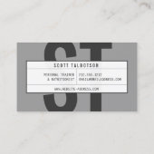 Carte De Visite Gros initiales Monogramme Personal Trainer gris fo (Dos)