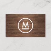 Carte De Visite Gros Monogramme moderne initial sur bois Brown (Devant)