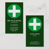 Carte De Visite Gros Plus Signes Vert - Vert foncé (Devant / Derrière)