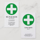 Carte De Visite Gros Plus Signs Vert - Blanc (Carte Or) (Devant / Derrière)