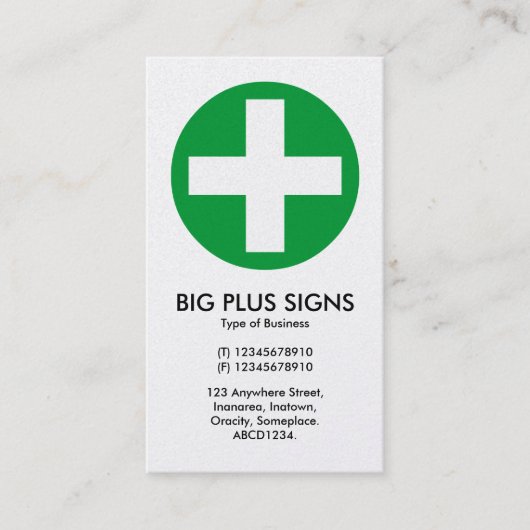Carte De Visite Gros Plus Signs Vert - Blanc (Carte Or) (Devant)