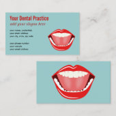 Carte De Visite Grosse bouche Bleu dents Bleu professionnel dentie (Devant / Derrière)