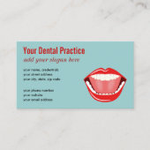 Carte De Visite Grosse bouche Bleu dents Bleu professionnel dentie (Devant)