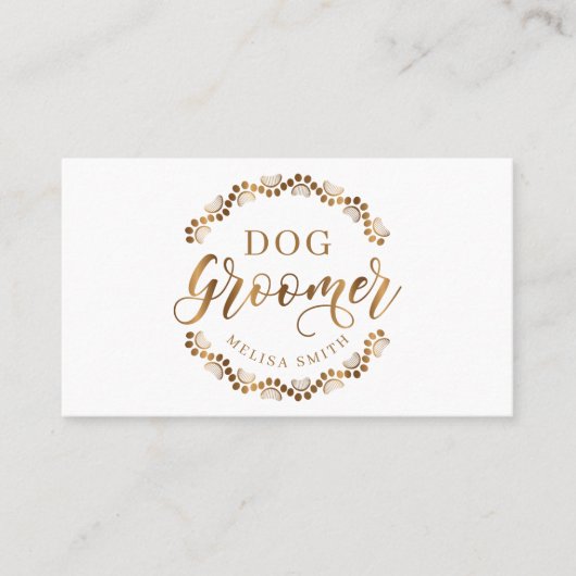 Carte De Visite Grossissement de chien en forme de cercle en or (Devant)