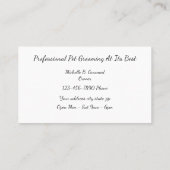 Carte De Visite Grossissement professionnel des animaux (Dos)