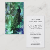 CARTE DE VISITE GROTTE DE SOIRÉE DE PAON : RÊVE DE VERT BLEU (Devant / Derrière)