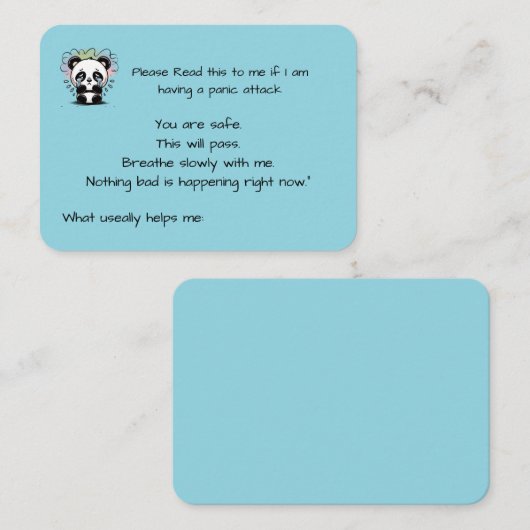 Carte De Visite Grounding Panic Attack Reminder (Devant / Derrière)
