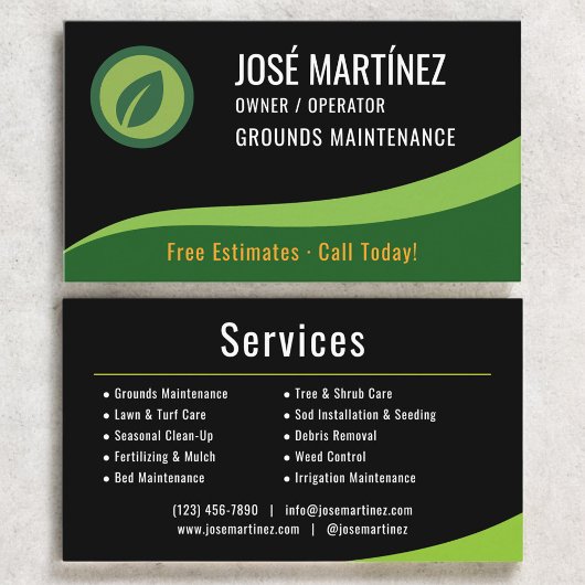 Carte De Visite Grounds Maintenance Landscaping Lawn Service