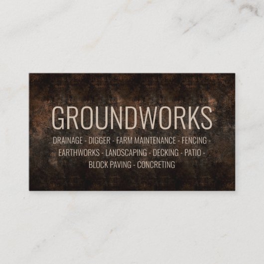 Carte De Visite Groundworks Architecte paysagiste Brown Ground (Devant)