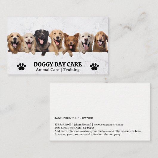 Carte De Visite Groupe de Chiens heureux | Protection des animaux (Devant / Derrière)