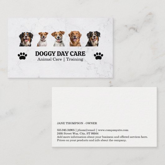 Carte De Visite Groupe de chiens | Protection des animaux | Boutiq (Devant / Derrière)