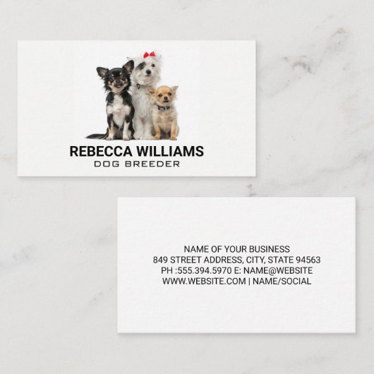 Carte De Visite Groupe de chiens | Services animaux (Devant / Derrière)