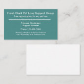 Carte De Visite Groupe de soutien de perte d'animal familier (Devant / Derrière)